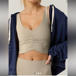 NWOT Aerie Set Offline Ribbed Sports Bra and Shorts-Cake Batter